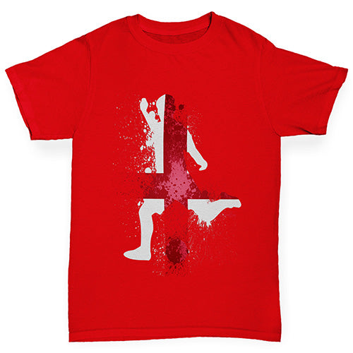 Boys novelty tees Football Soccer Silhouette England Boy's T-Shirt Age 9-11 Red