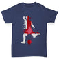 Girls novelty t shirts Football Soccer Silhouette England Girl's T-Shirt Age 3-4 Navy