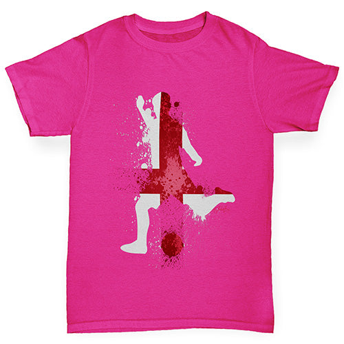 Novelty Tees For Girls Football Soccer Silhouette England Girl's T-Shirt Age 3-4 Pink