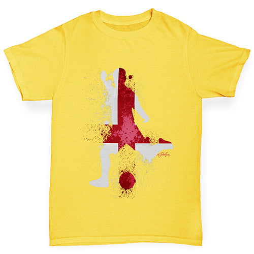 Girls Funny Tshirts Football Soccer Silhouette England Girl's T-Shirt Age 3-4 Yellow