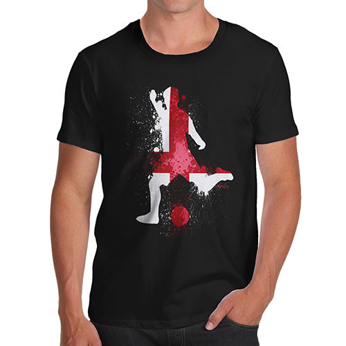 Funny Mens Tshirts Football Soccer Silhouette England Men's T-Shirt Small Black