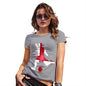 Novelty Tshirts Women Football Soccer Silhouette England Women's T-Shirt Medium Light Grey