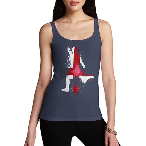 Womens Funny Tank Top Football Soccer Silhouette England Women's Tank Top X-Large Navy
