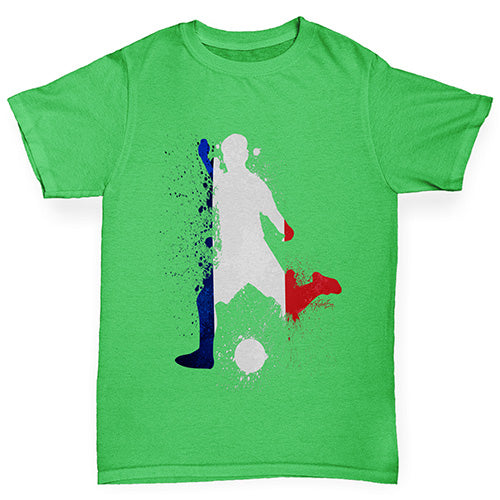 Boys Funny Tshirts Football Soccer Silhouette France Boy's T-Shirt Age 5-6 Green