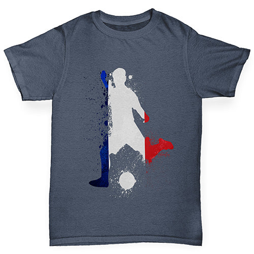 Boys Funny Tshirts Football Soccer Silhouette France Boy's T-Shirt Age 9-11 Dark Grey