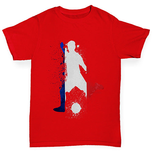 Novelty Tees For Boys Football Soccer Silhouette France Boy's T-Shirt Age 5-6 Red