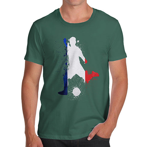 Funny Mens Tshirts Football Soccer Silhouette France Men's T-Shirt Medium Bottle Green