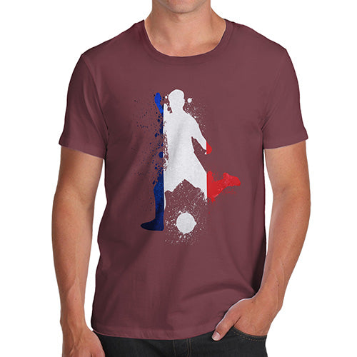 Mens Novelty T Shirt Christmas Football Soccer Silhouette France Men's T-Shirt Small Burgundy