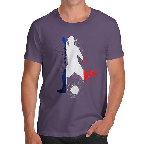 Funny T Shirts For Men Football Soccer Silhouette France Men's T-Shirt Small Plum