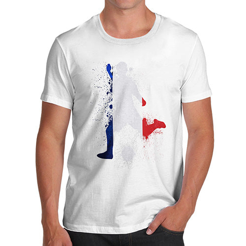 Funny T-Shirts For Men Football Soccer Silhouette France Men's T-Shirt Medium White