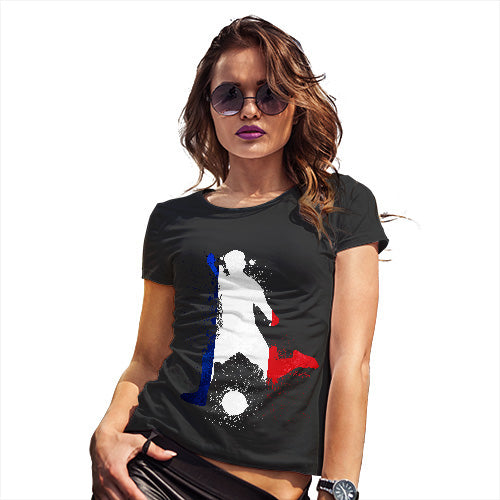 Funny Tshirts For Women Football Soccer Silhouette France Women's T-Shirt Small Black