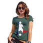 Womens T-Shirt Funny Geek Nerd Hilarious Joke Football Soccer Silhouette France Women's T-Shirt Medium Bottle Green