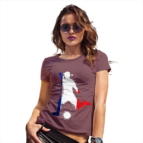 Funny Gifts For Women Football Soccer Silhouette France Women's T-Shirt Large Burgundy