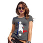 Novelty Tshirts Women Football Soccer Silhouette France Women's T-Shirt Large Dark Grey