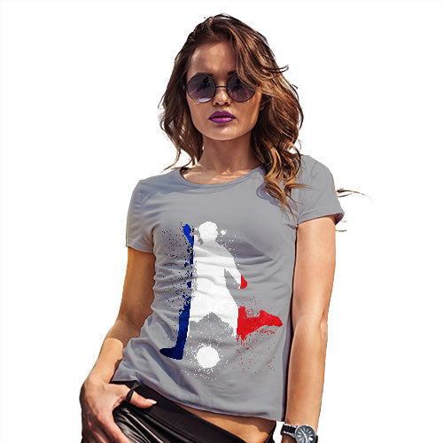 Funny T-Shirts For Women Sarcasm Football Soccer Silhouette France Women's T-Shirt X-Large Light Grey