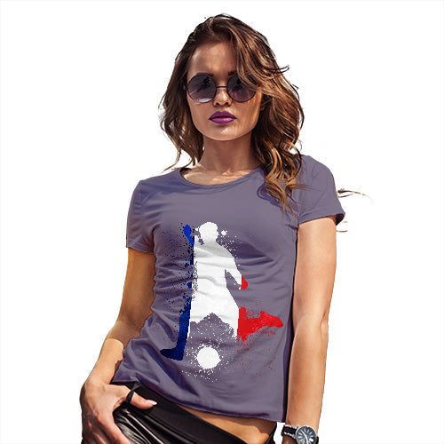 Womens Novelty T Shirt Football Soccer Silhouette France Women's T-Shirt Medium Plum