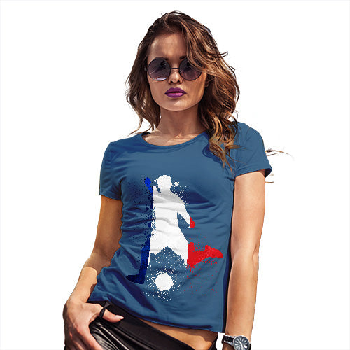 Funny T Shirts For Women Football Soccer Silhouette France Women's T-Shirt Large Royal Blue