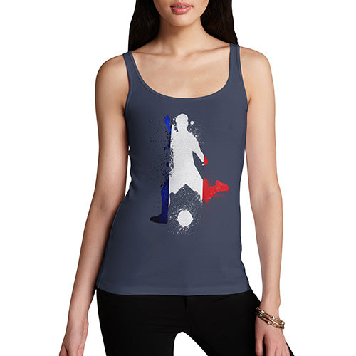 Novelty Tank Top Women Football Soccer Silhouette France Women's Tank Top Medium Navy