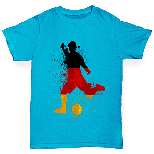 Boys Funny T Shirt Football Soccer Silhouette Germany Boy's T-Shirt Age 3-4 Azure Blue