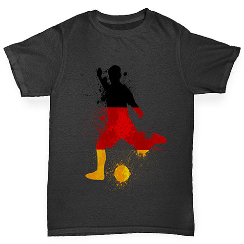 Boys funny tee shirts Football Soccer Silhouette Germany Boy's T-Shirt Age 9-11 Black