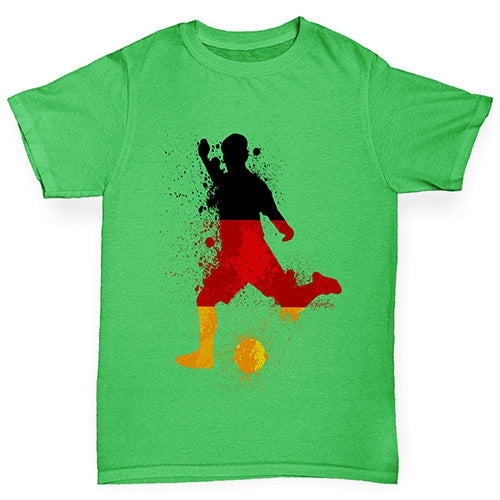 funny t shirts for boys Football Soccer Silhouette Germany Boy's T-Shirt Age 3-4 Green