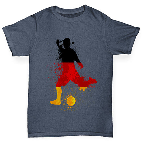 Boys novelty t shirts Football Soccer Silhouette Germany Boy's T-Shirt Age 12-14 Dark Grey