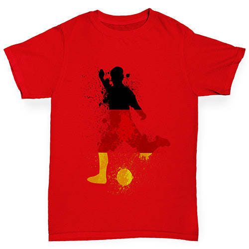 Boys Funny T Shirt Football Soccer Silhouette Germany Boy's T-Shirt Age 5-6 Red