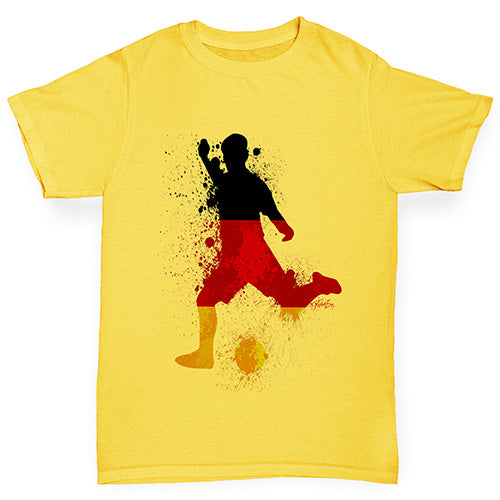 Boys novelty tees Football Soccer Silhouette Germany Boy's T-Shirt Age 3-4 Yellow