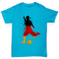 Girls Funny T Shirt Football Soccer Silhouette Germany Girl's T-Shirt Age 9-11 Azure Blue