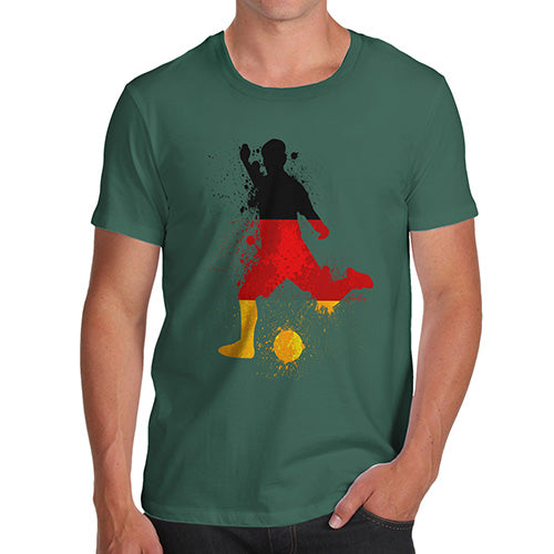 Funny Mens T Shirts Football Soccer Silhouette Germany Men's T-Shirt Medium Bottle Green