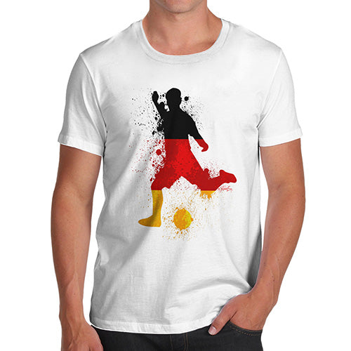 Funny Mens T Shirts Football Soccer Silhouette Germany Men's T-Shirt Small White