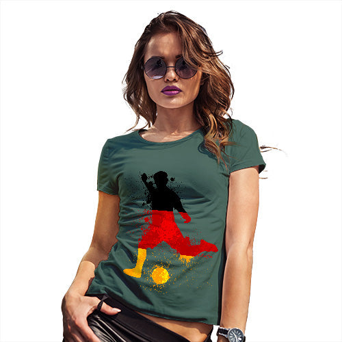 Womens Funny Tshirts Football Soccer Silhouette Germany Women's T-Shirt Medium Bottle Green