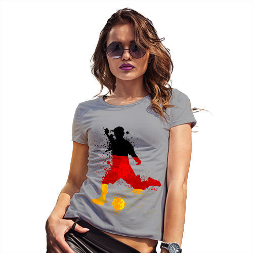 Womens Funny T Shirts Football Soccer Silhouette Germany Women's T-Shirt Medium Light Grey