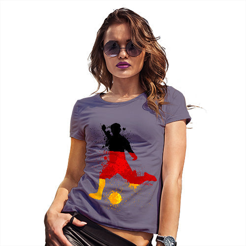 Funny T-Shirts For Women Football Soccer Silhouette Germany Women's T-Shirt Medium Plum