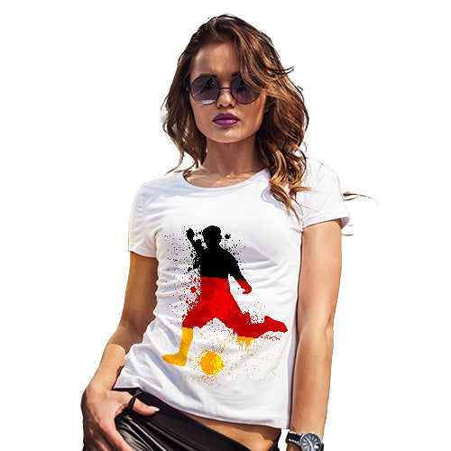 Womens Funny T Shirts Football Soccer Silhouette Germany Women's T-Shirt Small White