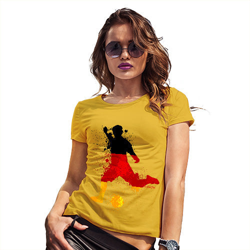 Funny T-Shirts For Women Football Soccer Silhouette Germany Women's T-Shirt Large Yellow