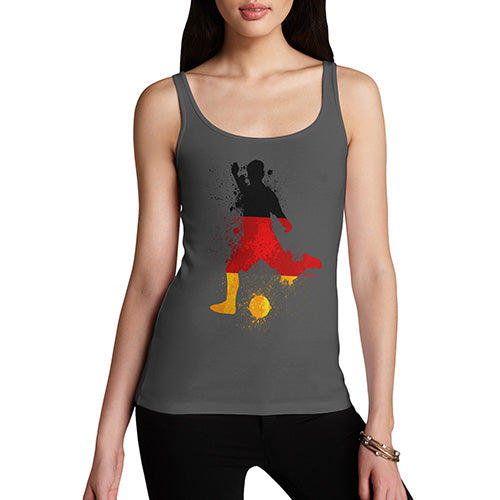 Womens Humor Novelty Graphic Funny Tank Top Football Soccer Silhouette Germany Women's Tank Top Medium Dark Grey