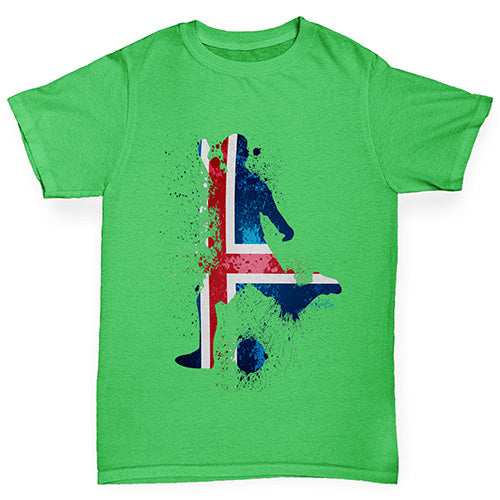 funny t shirts for boys Football Soccer Silhouette Iceland Boy's T-Shirt Age 7-8 Green