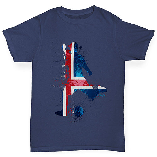 Boys Funny Tshirts Football Soccer Silhouette Iceland Boy's T-Shirt Age 5-6 Navy