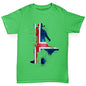 Girls novelty tees Football Soccer Silhouette Iceland Girl's T-Shirt Age 3-4 Green