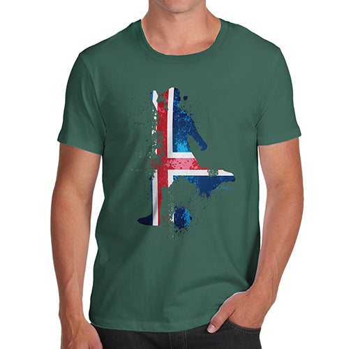 Funny Mens Tshirts Football Soccer Silhouette Iceland Men's T-Shirt Medium Bottle Green