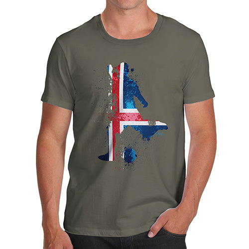 Novelty Tshirts Men Football Soccer Silhouette Iceland Men's T-Shirt X-Large Khaki