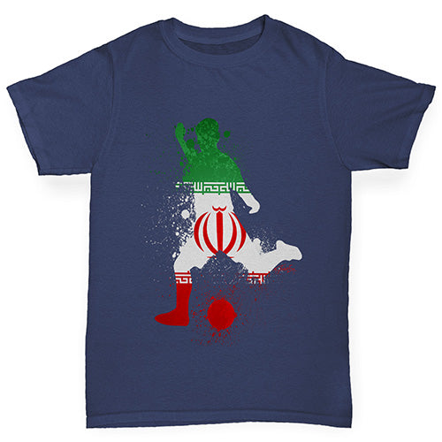 Boys Funny Tshirts Football Soccer Silhouette Iran Boy's T-Shirt Age 12-14 Navy