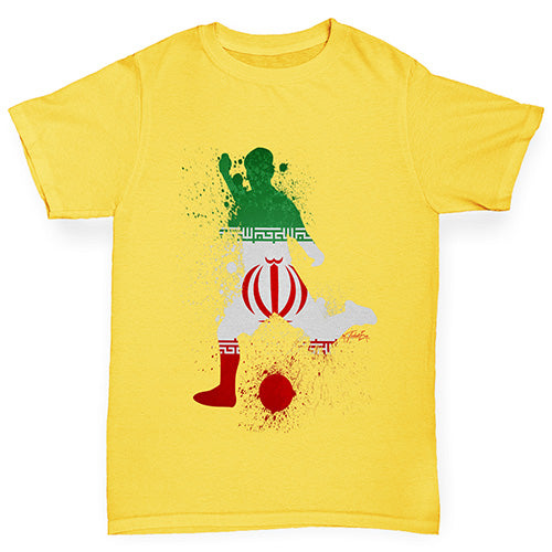 Novelty Tees For Boys Football Soccer Silhouette Iran Boy's T-Shirt Age 12-14 Yellow