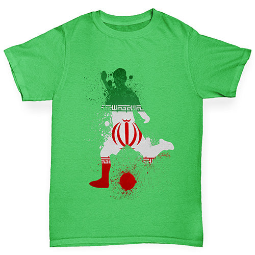 Novelty Tees For Girls Football Soccer Silhouette Iran Girl's T-Shirt Age 12-14 Green