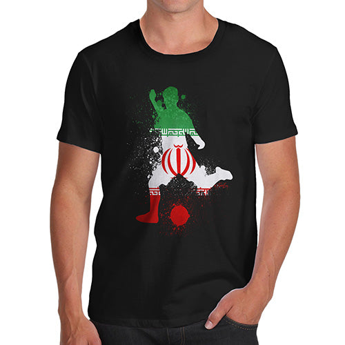 Funny Tee For Men Football Soccer Silhouette Iran Men's T-Shirt Small Black