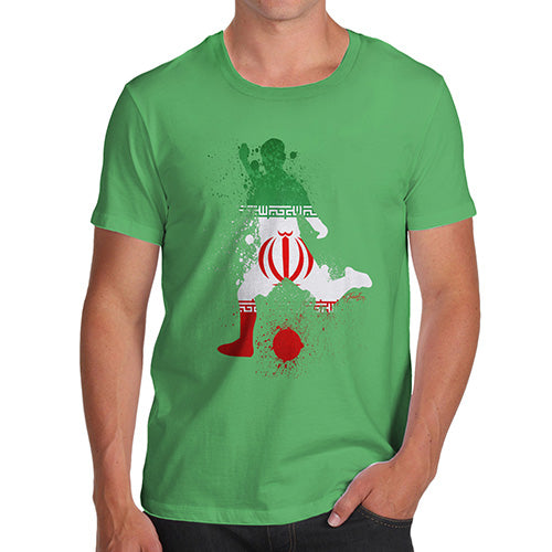 Funny T Shirts For Men Football Soccer Silhouette Iran Men's T-Shirt X-Large Green