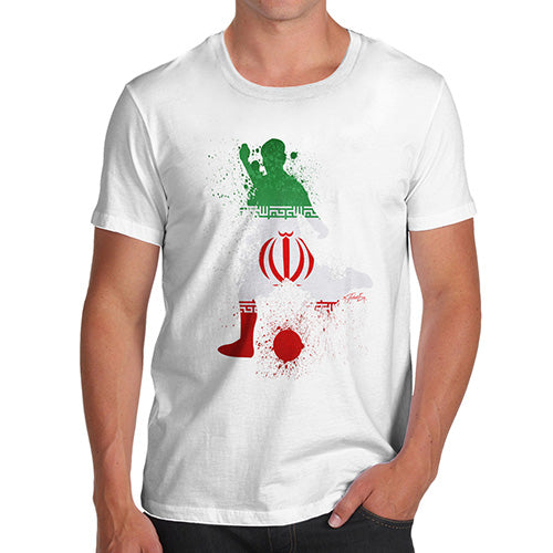 Funny Tshirts For Men Football Soccer Silhouette Iran Men's T-Shirt Medium White