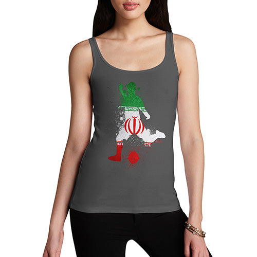 Womens Humor Novelty Graphic Funny Tank Top Football Soccer Silhouette Iran Women's Tank Top X-Large Dark Grey