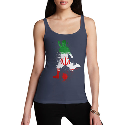 Funny Gifts For Women Football Soccer Silhouette Iran Women's Tank Top X-Large Navy